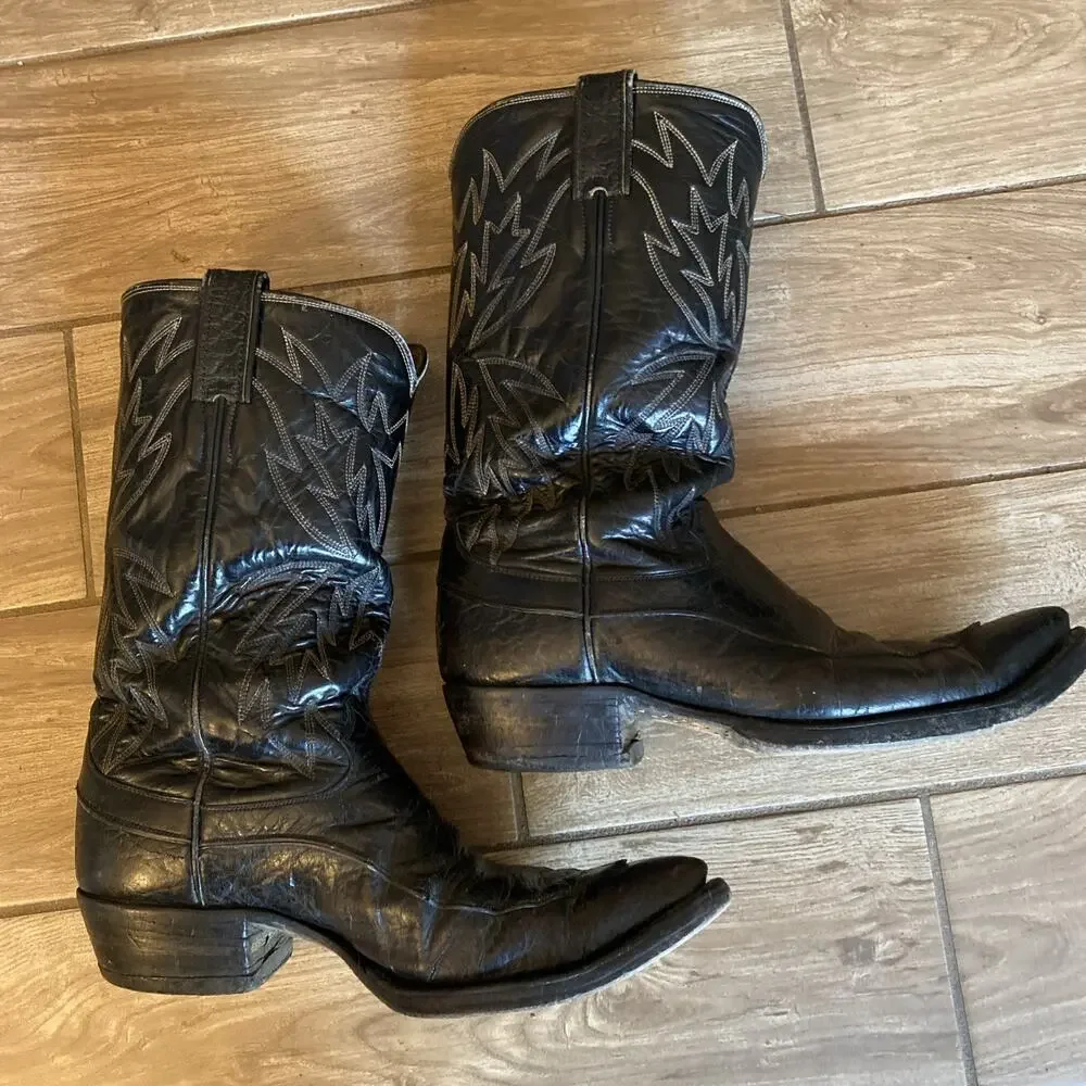 Vintage 1970s Justin Exotic Leather Men's Western Boots Size 10 C #T3552